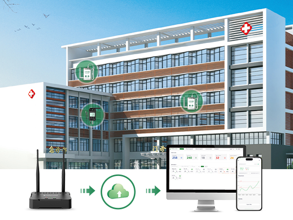 بوابة G2000 4G/WiFi/LAN LoRa لمراقبة درجة الحرارة في الوقت الفعلي لمستودعات المساحات الكبيرة